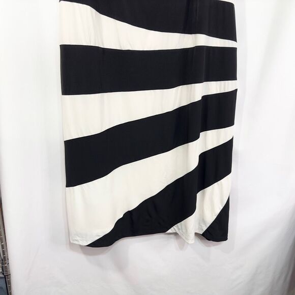 Catherines Plus Sz 26W 28W Dress 3X Black White Midi Shift Stripe Sleeveless 186 - Picture 4 of 6